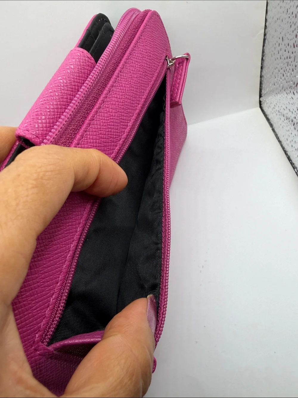 Fuchsia Women's Wallet Clutch with Turn-Lock Detail